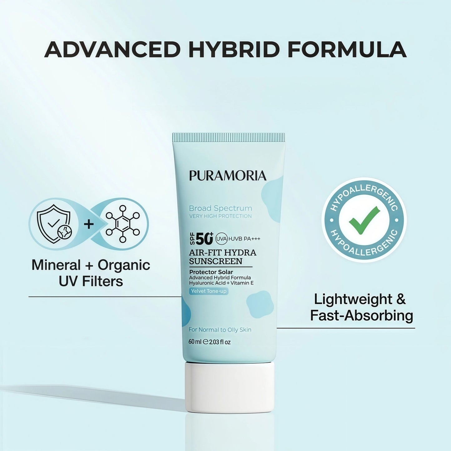 Air - Light Hydrating SPF50+ Sunscreen - PURAMORIA