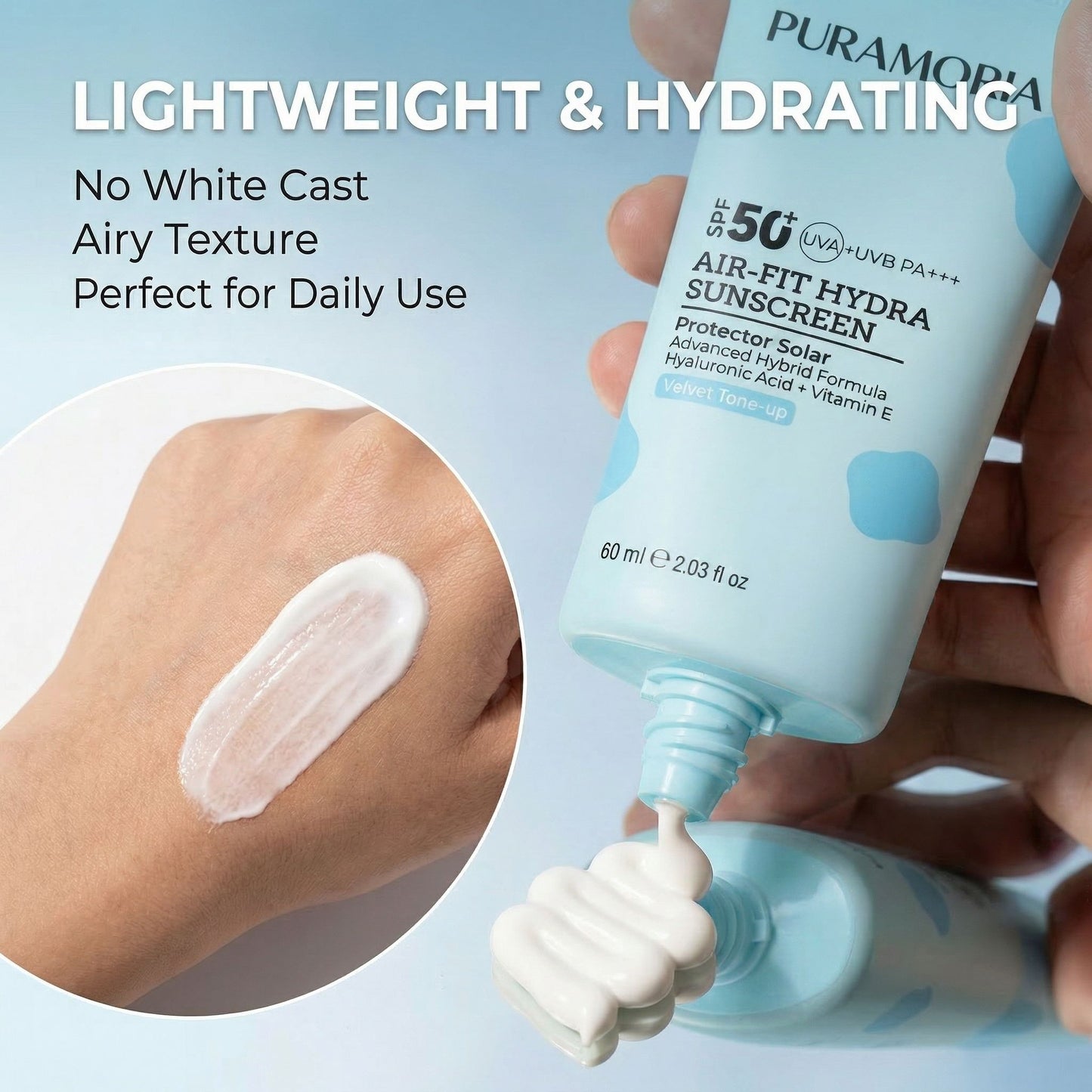 Air - Light Hydrating SPF50+ Sunscreen - PURAMORIA