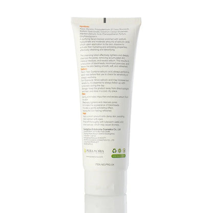 Information on Puramoria BHA Hyaluronic Acid Cleanser benefits: deep cleanses, hydrates, and balances skin.