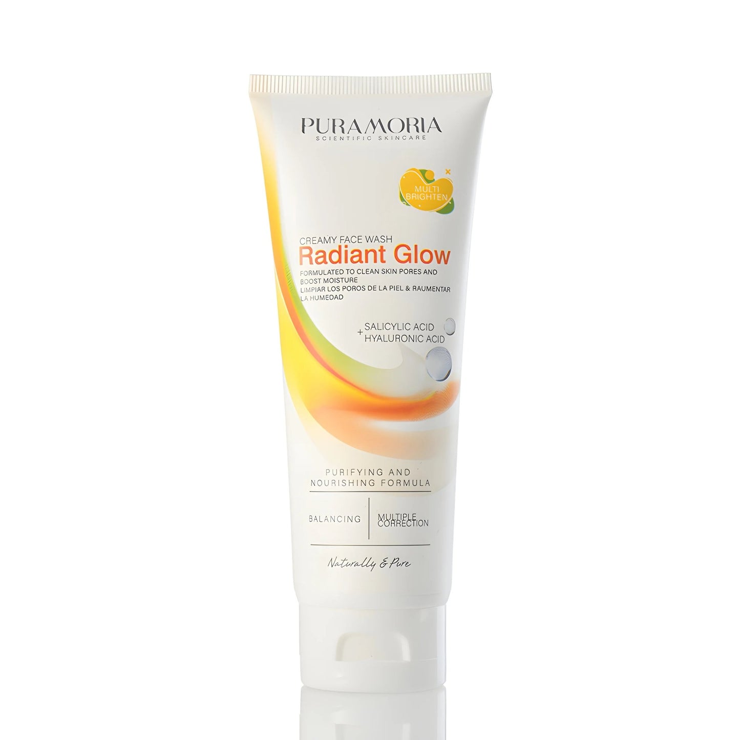 Puramoria BHA Hyaluronic Acid Facial Cleanser bottle, gentle exfoliating cleanser for oily and acne-prone skin.