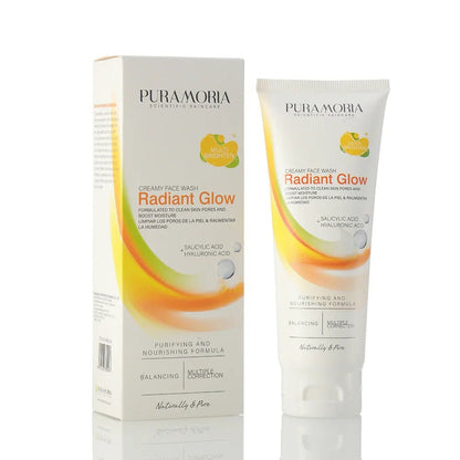 Puramoria Facial Cleanser, praising its effectiveness for combination skin.